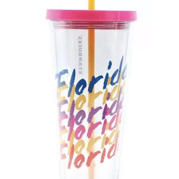 Starbucks Florida Tumbler Acrylic Clear Cold Cup 24oz Souvenir RARE NEW - Picture 3 of 7